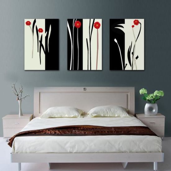 3 Pieces Imprimer Chambre Peinture Decoration Fleur Abstraite
