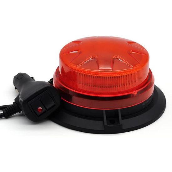 Gyrophare à 70 LED Avec Câble De 4.8 Mètres, Orange LED Avertissement 12V-24V Avec Aimant, étanche IP65, 20 Modes Pour Véhicules De Construction Tracteur Remorque Chasse-Neige