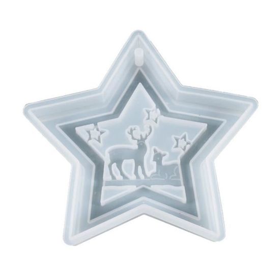 Moules Silicone Noël 2 Pièces - Formes étoile, Sapin, Renne, Flocon - Pour Résine, Plâtre