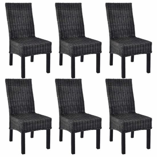 Excellent Lot de 6 Chaises de salle à manger Design Contemporain Chaises à dîner - Ensemble de 6 Fauteuil chaises Noir Rotin ®LOPJTS