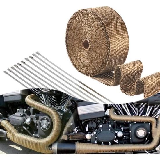 Bande Isolante Thermique Titane Pour échappement - 2,5 Cm X 15 M, Avec Attaches, Réduit La Température Moteur