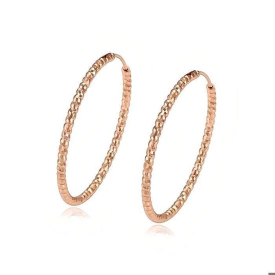 Boucles D'oreilles Créoles Jonc Lisse 42mm Plaqué Or Jaune 750 - Bijouterie Papillon Bleu - Neuf Avec étiquettes