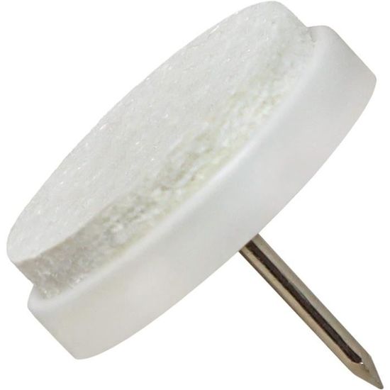 Adsamm® / 32 X Patins En Feutre Avec Clou / Blancs / 28 Mm