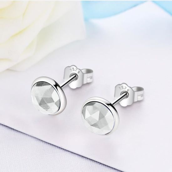 Femme élégant 925 Sterling Silver Rose Zircon Fleurs de Cerisier Clous D/'Oreilles