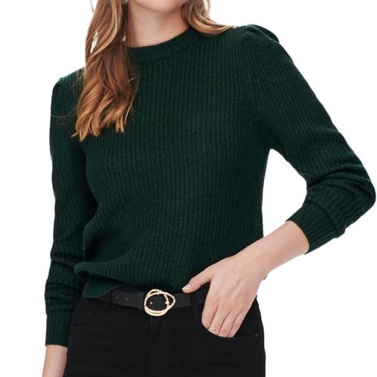 Pull Femme Vert Foncé Brodé Cœur – Taille L – Style Vintage Et Confortable