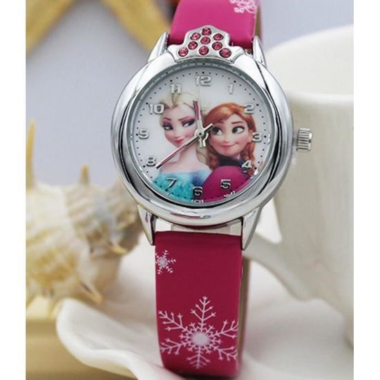 Montre Frozen Reine des Neiges Elsa avec coffret Bracelet cuir dispo Rose  Bleu