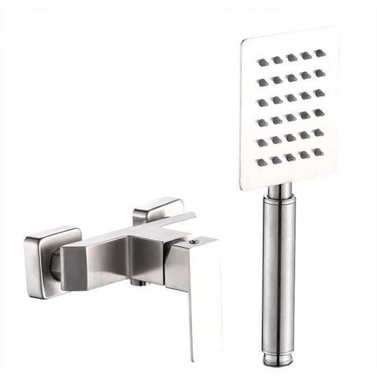 Mitigeur Baignoire Chromé,Robinet Baignoire Avec Douchette 5 Jets Flexible Douche 1 5m Support Porte Serviette Salle Bain Adhesif Percage Brosse