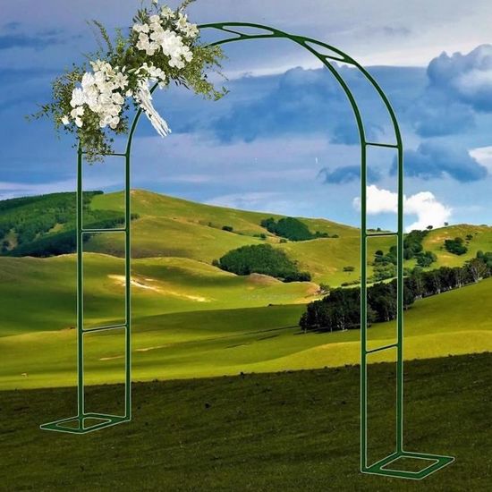 Arche De Jardin En Métal Vert - 240 Cm De Haut - Pour Plantes Grimpantes, Roses, Clématites