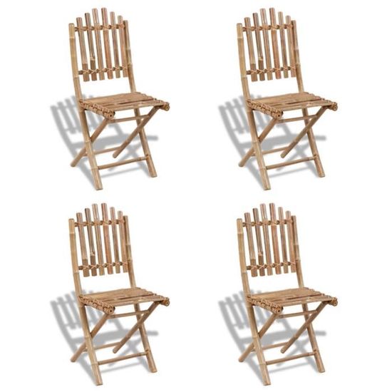 Ensemble de 4 chaises pliables d'extérieur en bambou - VIDAXL