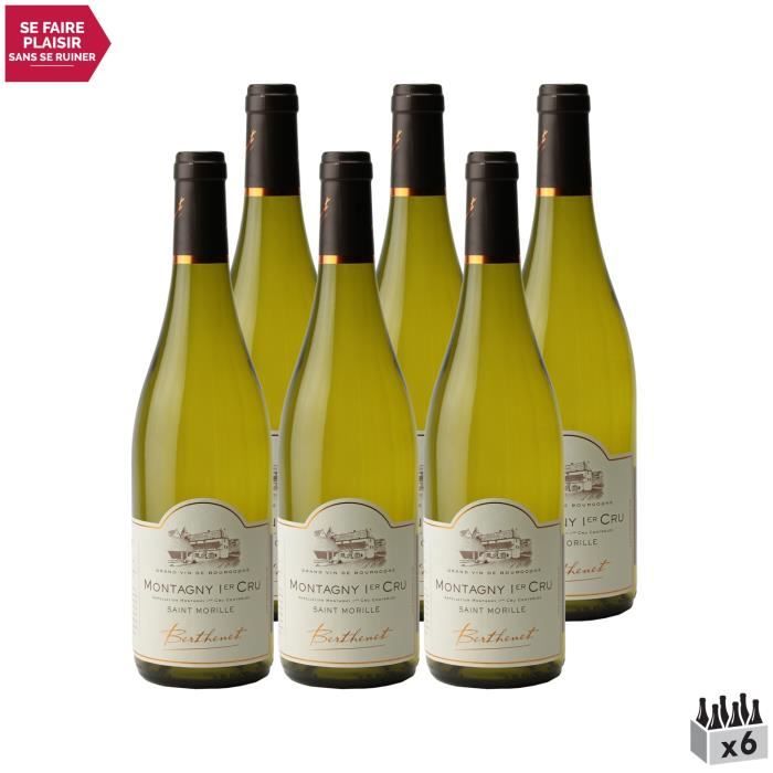 Montagny 1er Cru Sainte-Morille Blanc 2019 - Lot de 6x75cl - Domaine Berthenet - Vin AOC Blanc de Bourgogne - Cépage Chardonnay