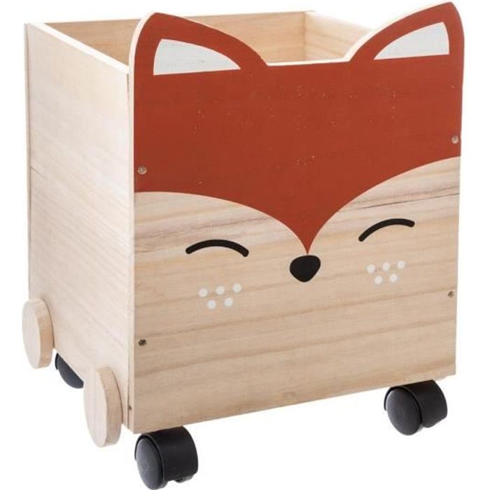 Atmosphera - Coffre en bois à roulettes Oreilles de Renard Wild