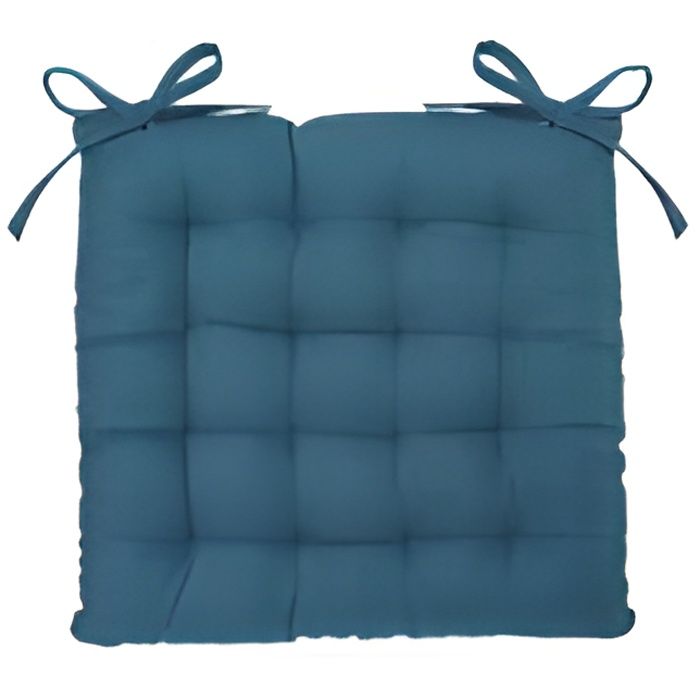 Galette de chaise à nouettes 38 x 38 cm Atmosphéra - Couleur: Galette de chaise Bleu canard-Bleu canard$Bleu