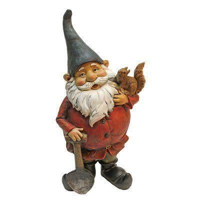 Design Toscano by Blagdon QM211241 Statue de Gnome avec Pelle et Ecureuil Résine