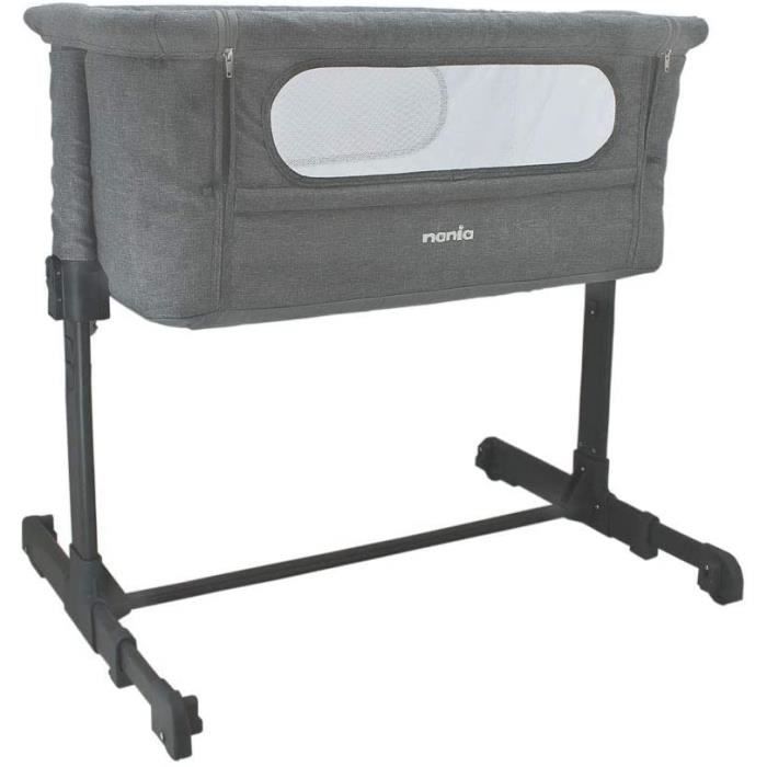Lit bébé cododo - DODI - Lit d'appoint 2 en 1 - Ultra confort matelas 4cm d'épaisseur (gris)