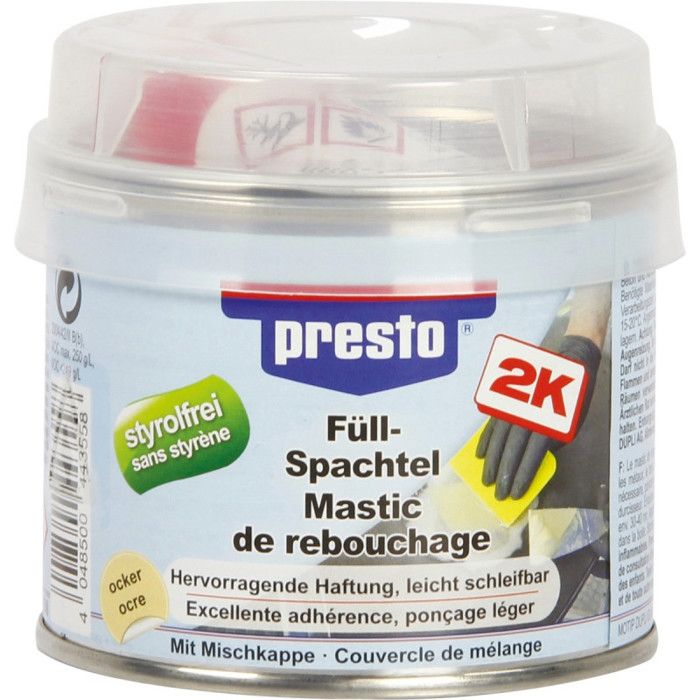 Mastic de rebouchage polyester presto bg 250 g