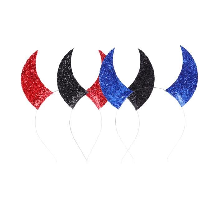 3 pièces Sequin diable corne bandeau cheveux cerceau Costume accessoire coiffure pour BANDEAU - SERRE-TETE - HEADBAND - HAIRBAND