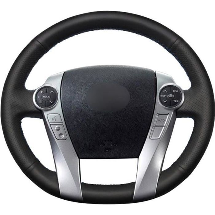 Couvre volant de voiture en cuir artificiel noir à coudre à la main pour Toyota Prius 30(XW30) 2009 20 Black thread