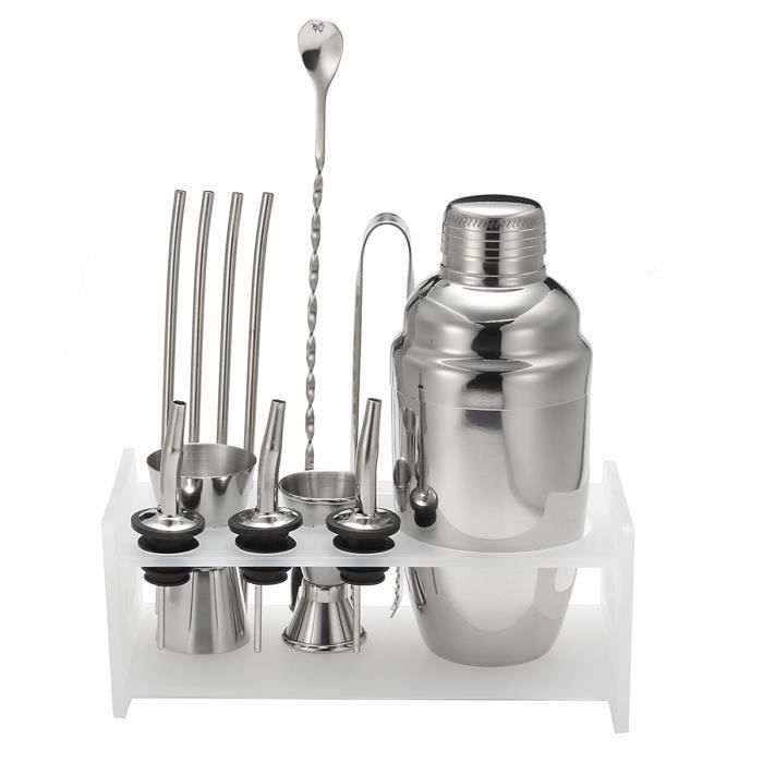 TEMPSA Set cocktail bar 12 pièces en acier inox avec shaker pince cuillère paille tasse 550ml(SANS SUPPORT) @YC