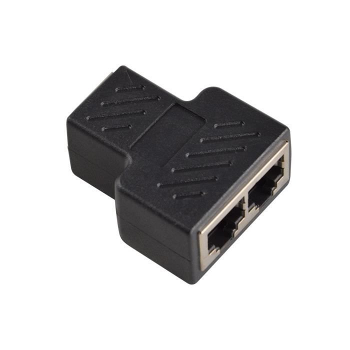 RJ45 Splitter Connecteurs Adaptateur 1 à 2 Ethernet Splitter Coupleur Double Socket HUB Interface Contact Modulaire Branchez Conn