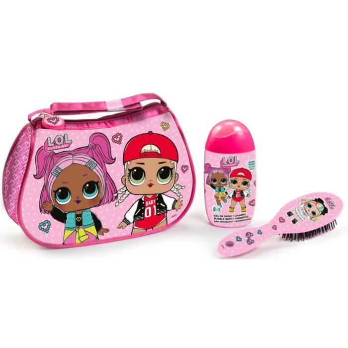 ENSEMBLE DE SOIN L.O.L. SURPRISE (3 PCS) SHAMPOOING, GEL DOUCHE 2IN1 + BROSSE À CHEVEUX + 1 SAC AVEC SANGLE À PAILLETTES
