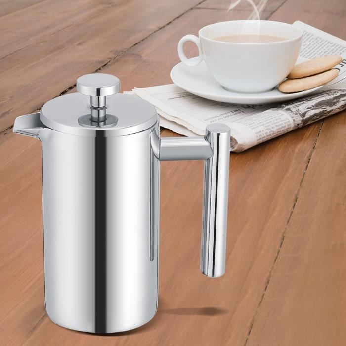 Presse française théière avec filtre, cafetière en acier inox à double paroi (350 ml) HB066