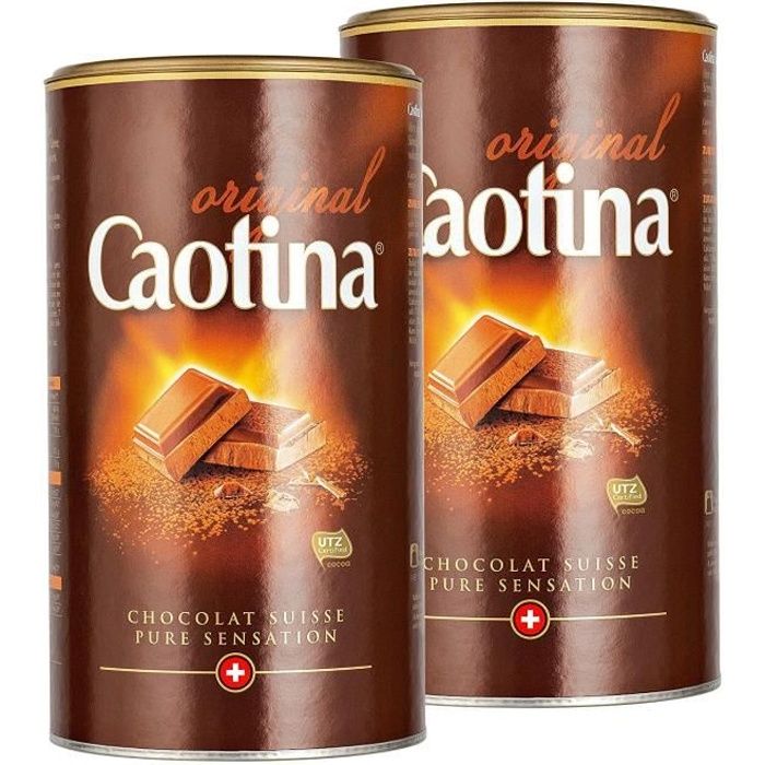 Caotina originale, Poudre de Cacao avec du Chocolat Suisse, Chocolat Chaud, Lot de 2, 2 x 500g: Fournitures de bureau
