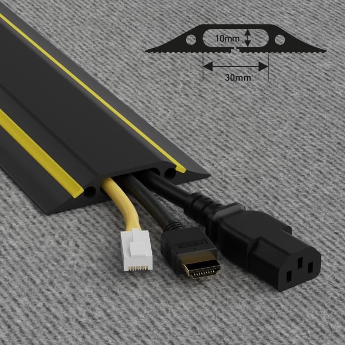 D-Line Passage Plancher Raccordable, Passe Câble Sol, FC 83H, Noir et Jaune, Cavité du Câble 30 x 10mm, Longeur 1.8m