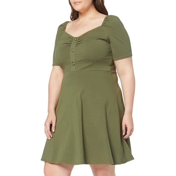 Dorothy Perkins Button Ruched Khaki Dress Robe de soirée, Vert 75, 46 (Taille Fabricant: 18) Femme - 3243307