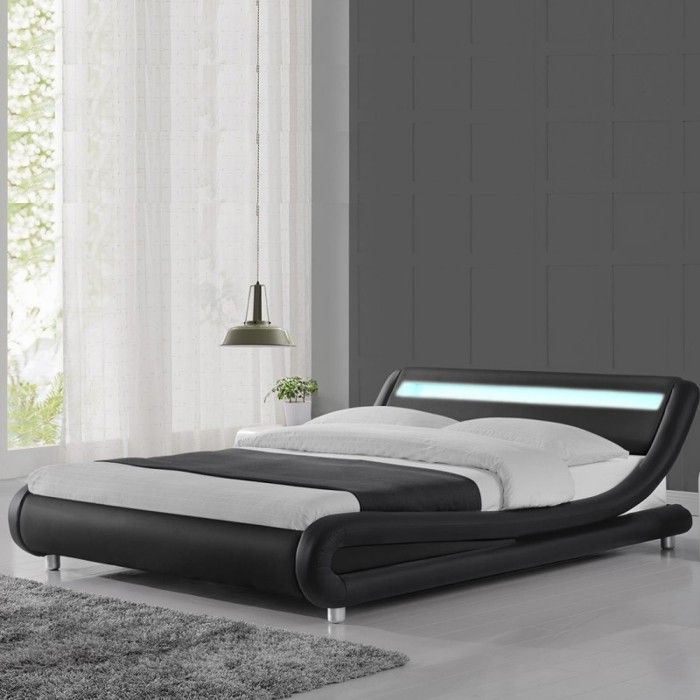 Lit led design Julio - 140x190 - Noir