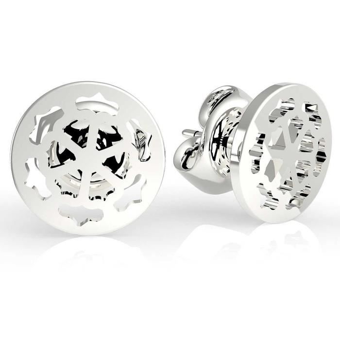 Boucle doreilles femme GUESS JEWELLERY PEONY ART UBE29075. Argent. Acier inoxydable. Tiges poussettes sécurité à vis.