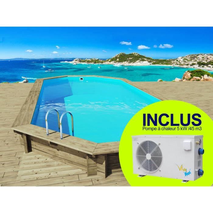 Piscine bois - Ibiza - - 8.57 x 4.57 x 1.31 m + Pompe à chaleur 5 kW/45 m3