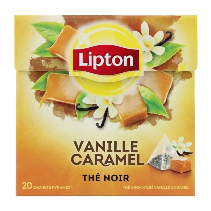 LIPTON Thé Noir Vanille Caramel - Boite de 20 sachets - 34 g