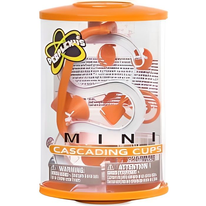 Perplexus Mini et cylindrique - Modele Cascading Cups Orange - Parcours recto-verso 3D - Format voyage