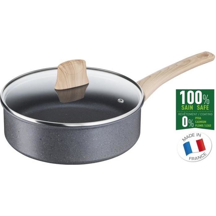 TEFAL G2663202 NATURAL FORCE sauteuse 24 cm, revêtement antiadhésif Mineralia+, tous feux dont induction