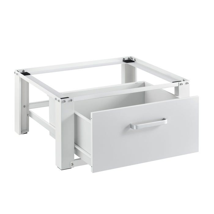 Kit de superposition - HELLOSHOP26 - Intercalaire Lave-Linge - Acier et Aluminium - 63x54x31 cm - Blanc - Helloshop26