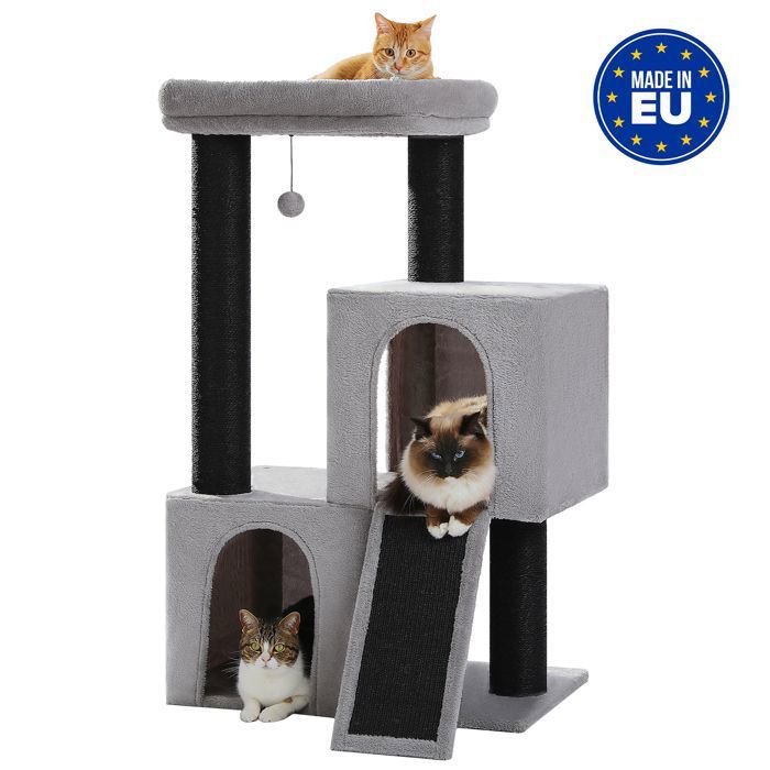 Meilleurs prix pour PAWZ Road Grand Arbre a Chat, Arbre à Chat avec Poteaux XXL 11 cm en Sisal, Double Condos & Perchoir de 52*54 cm, 114 cm Gris