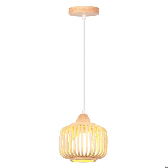 IDEGU Suspension Luminaire Vintage Bambou Lustre Industrielle Edison E27 Eclairage Plafond Ajustable Moderne pour Salon Chambre