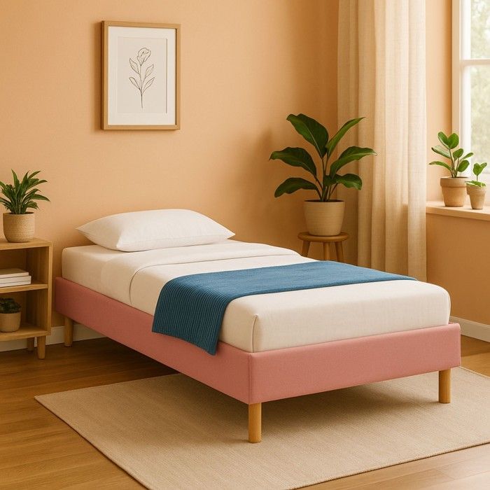Sommier Tapissier Gregory 90x190 cm Rose avec Pieds de 20 cm - Solide et Confortable - SOMMIER GREGORY ROSE
