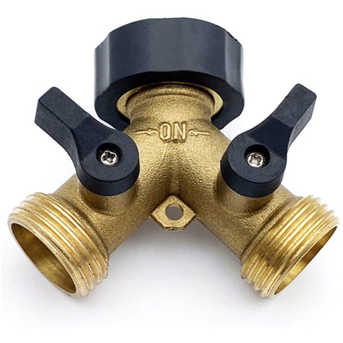 kör4u Répartiteur Y en laiton avec raccord de tuyau 3/4 - Répartiteur 2 voies pour raccordement d'eau - Pour intérieur et extérieur (robinet d'arrêt