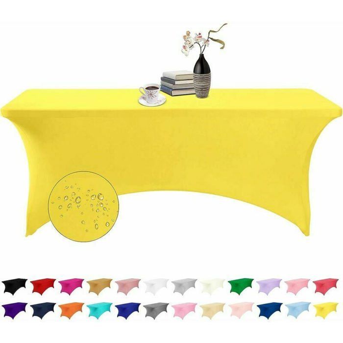 Housse de table - LARGEIGHT - 6 pieds Spandex - Imperméable - Jaune - Pour mobilier de jardin