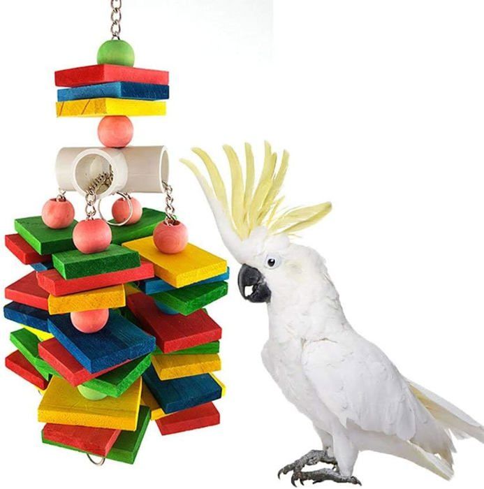 Comparer les prix de Jouet à mâcher pour perroquet - YNKKVRE - Grand modèle - Bois naturel - Multicolore - 118 pouces