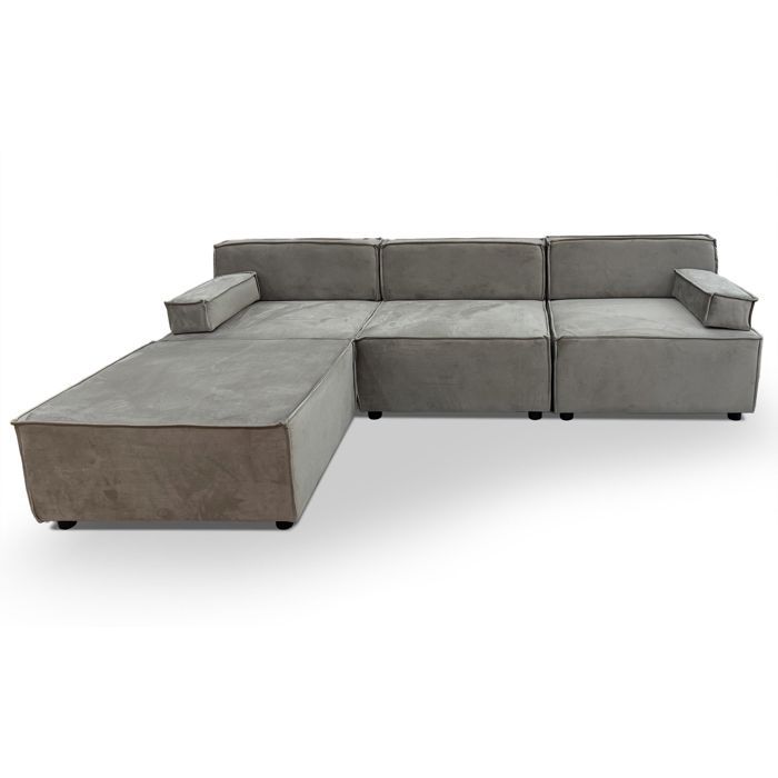 MENZZO Canapé modulable Benoit Velours Taupe grisé -L259 x P173 5 x H70 cm