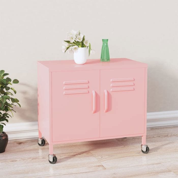 RemiseCommode à tiroirs/Buffet - JMS - Armoire de rangement Rose 60x35x56 cm Acier MAISON2025 63291