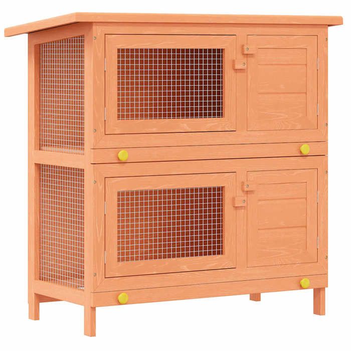 （1362516)Abris/cage pour petit animaux Scandinave - styleClapier dextérieur Enclos pour petits animaux 4 portes Bois