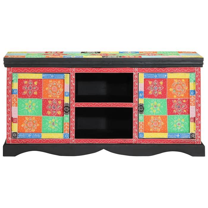 “RabaisMeuble TV/Armoire salon - Banc TV - KENNETH - Multicolore 100 x 35 x 50 cm Bois de manguier massif Août322734