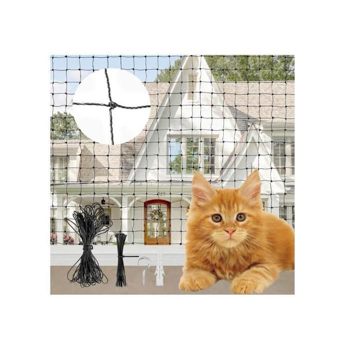 Comparer les prix de Filet Chat Balcon 3x4m Filet de Protection Chat en Fil dacier avec 15m Corde des Clous et des multicolore FILET DE PROTECTION