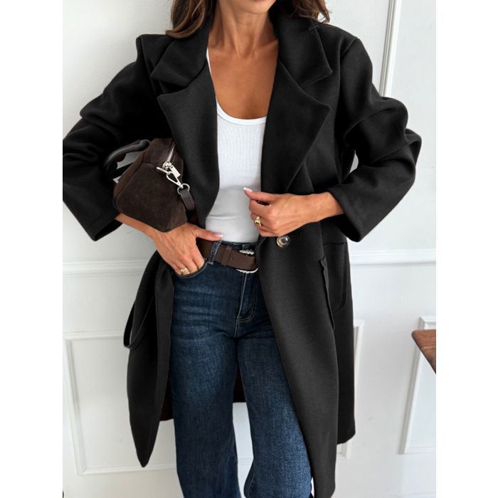 Manteau Femme En Laine Chic - Trench Mi-Long Manches Longues Automne Hiver