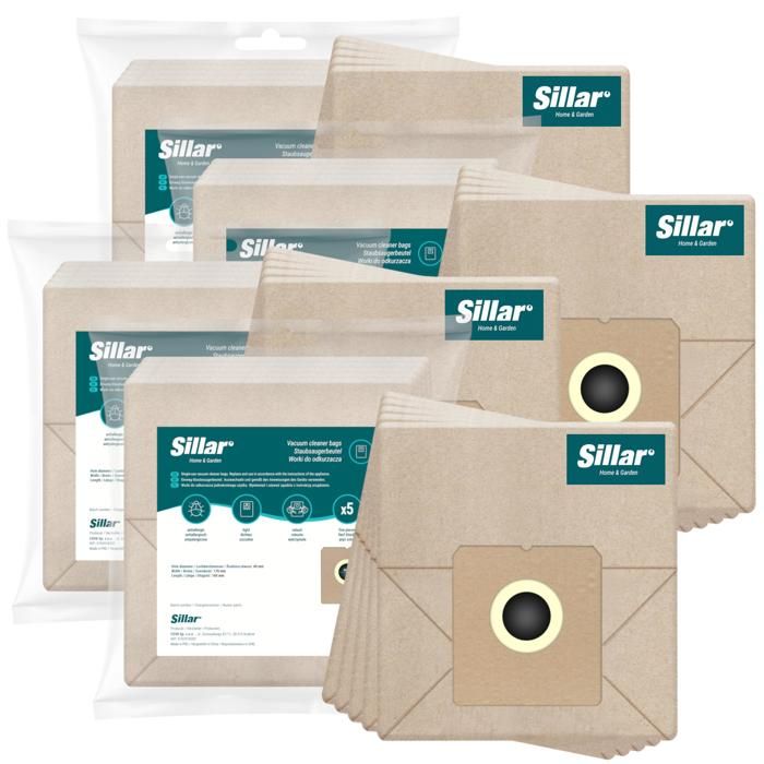 Sacs pour aspirateur - Sillar - Sencor MOULINEX HOOVER - Lot de 20 - papier - de rechange SVCX 0452 / ZVCA250BP