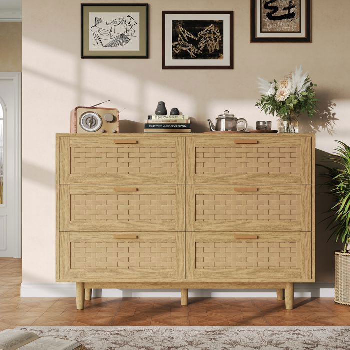 Buffet 115 cm en bois – buffet de cuisine - buffet de chambre - commode avec tiroirs - meuble de rangement style naturel