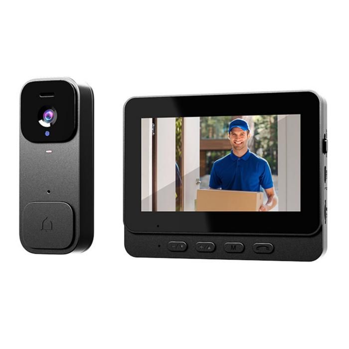 Sonnette Vidéo Connectée HD 43 Pouces Caméra Vision Nocturne Audio Bidirectionnel Interphone Mémoire 64Go Sécurité Maison